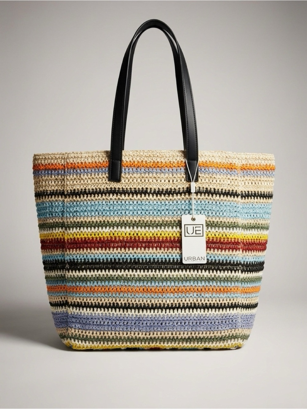 Urban Expressions Striped Tote Bag - Black & Multicolored
